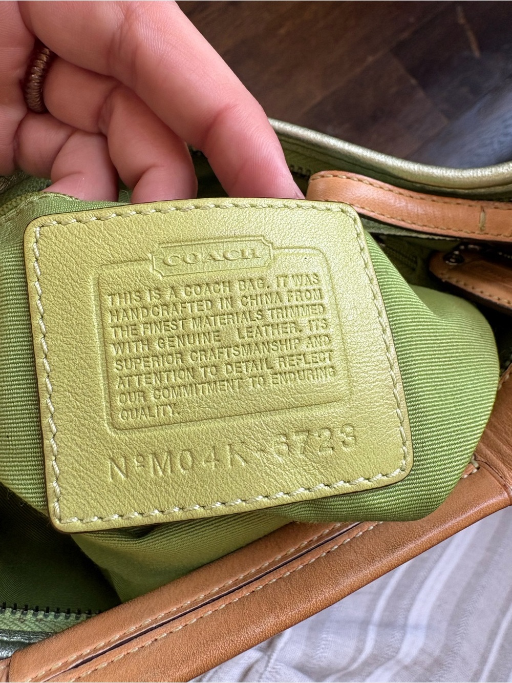 COACH Ladybug Shoulder Bag Green Canvas Leather Hobo Bag Signature 6723 - Picture 17 of 17